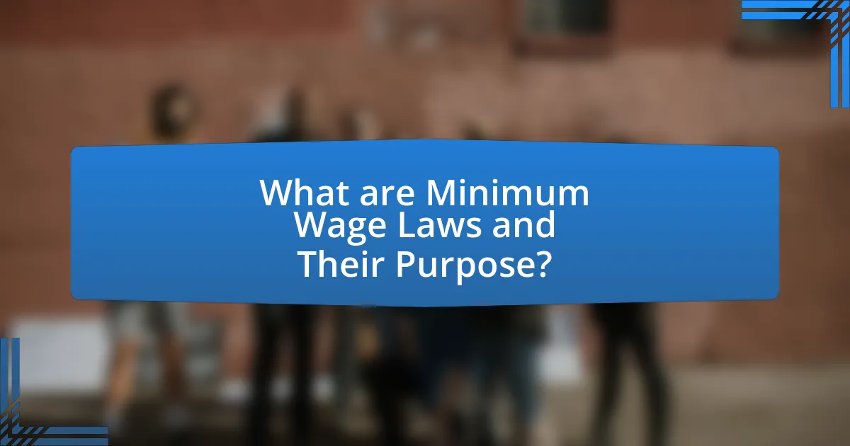 What are Minimum Wage Laws and Their Purpose?