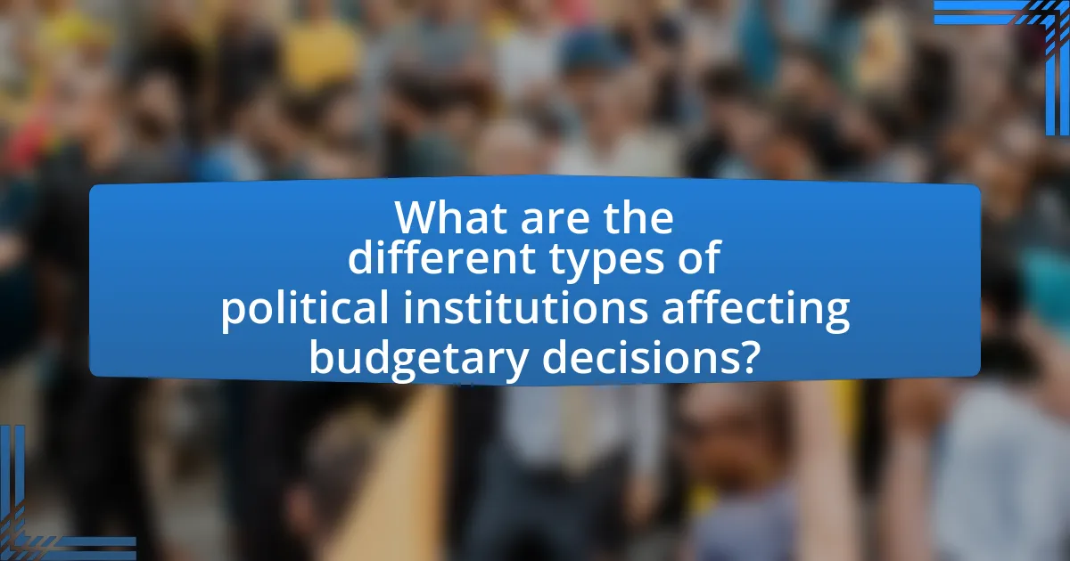 What are the different types of political institutions affecting budgetary decisions?